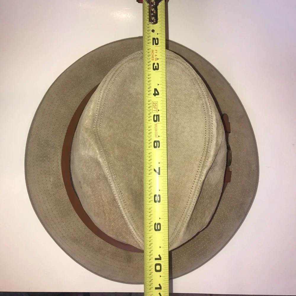 Churchill Ltd Vintage Fedora Leather Suede Tan Large 7 1/4- 7 3/8 USA Mens
